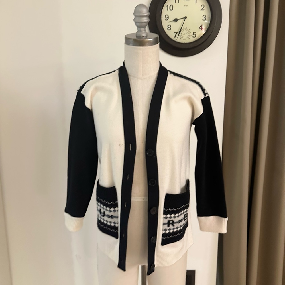 Burberry Black and Cream Women's Cardigan